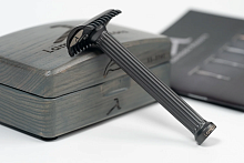 Т-образная бритва с открытым срезом Lambda Razors Ares v2 Stainless Steel DLC Satin