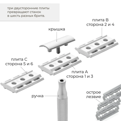 Т-образная бритва Rockwell Razors 6S, белый хром фото 6